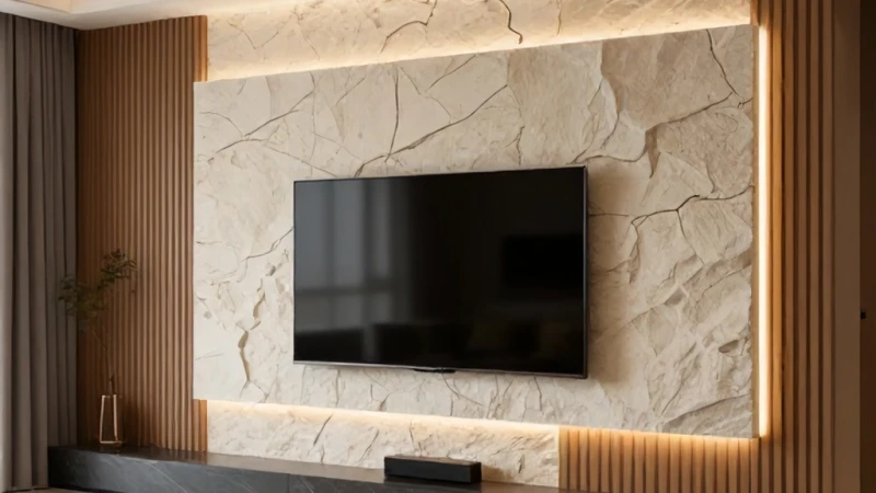 TV Arkası Duvar Dekorasyonu Taş Kaplama Nasıl Yapılır?